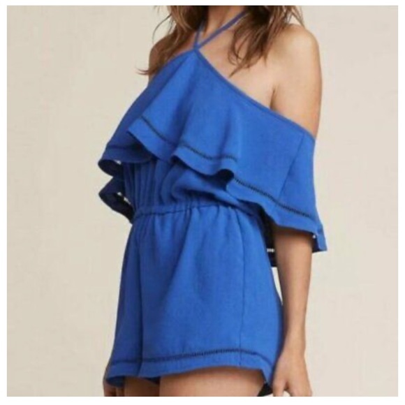 Jack BB Dakota Blue Feelin Myself Halter Romper NWT Blue Small - Picture 5 of 6